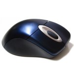 shiny black computer mouse with two buttons and a scroll wheel