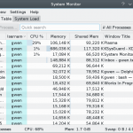 KDE System Monitor Process Table