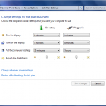Windows 7 Power Options Plan Settings
