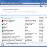 Windows 7 Programs and Features Window